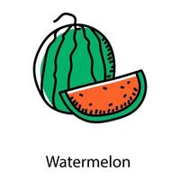 Healthy food, hand drawn icon of watermelon vector