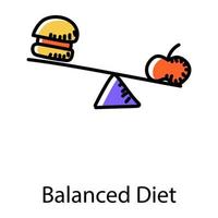 icono editable de estilo de doodle de dieta equilibrada vector