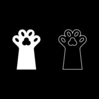 Paw cat pet concept set icon white color vector illustration image solid fill outline contour line thin flat style