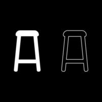 Stool set icon white color vector illustration image solid fill outline contour line thin flat style