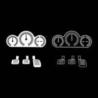 Dashboard pedals set icon white color vector illustration image solid fill outline contour line thin flat style