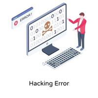 A hacking error in isometric illustration design vector