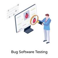 A bug software testing isometric vector