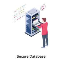 A secure database isometric illustration vector