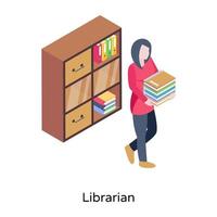 A female librarian in modern isometric vector