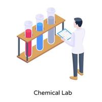 laboratorio químico, la ilustración isométrica está disponible para uso premium vector