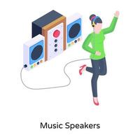 Music speakers isometric illustration, editable vector