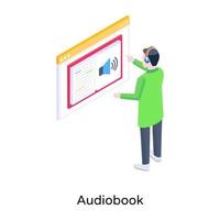 A trendy isometric illustration of audiobook vector