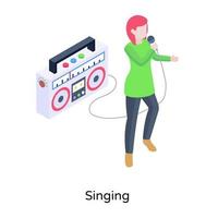 Grab an amazing isometric illustration of singing vector