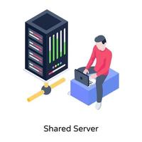 A well-designed isometric icon of shared server vector