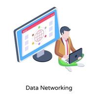 A well-designed isometric icon of data networking vector