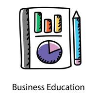 Book with pencil denoting business education doodle icon vector