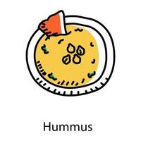 Hummus doodle style icon, editable vector