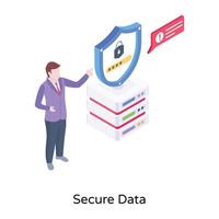 Isometric illustration of secure data vector