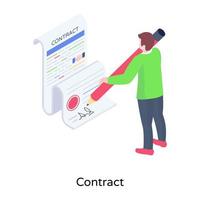 Person signing papers showing a concept of contract isometric illustration vector