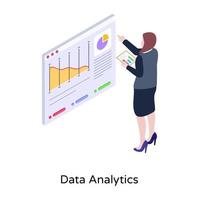 Data analytics isometric illustration, business presentation vector