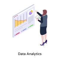 ilustración isométrica de análisis de datos, presentación de negocios vector