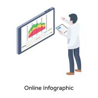 una ilustración isométrica moderna de infografías de negocios vector