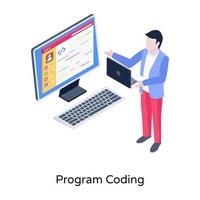 A development process of program coding isometric illustration vector