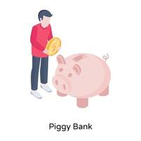 Piggy bank, trendy isometric concept icon, savings vector