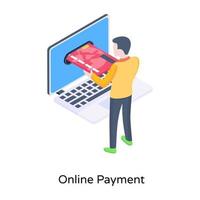 Pay via card, isometric illustration vector of online payment