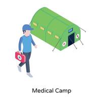 un ícono conceptual de moda del campamento médico vector