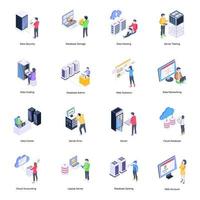 Collection of Data Services Isometric Icons vector