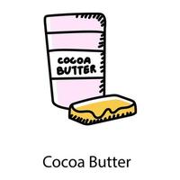 producto lácteo doodle estilo icono editable de manteca de cacao vector