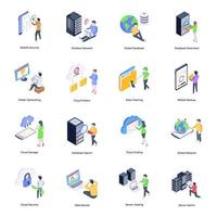 Trendy Data Technology Isometric Icons vector