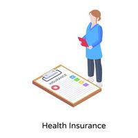 una ilustración de documento de seguro de salud en diseño isométrico vector