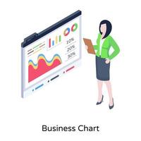 Business chart isometric illustration vector