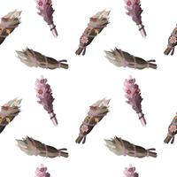 Seamless pattern with herbal smudge sticks and flowers vector