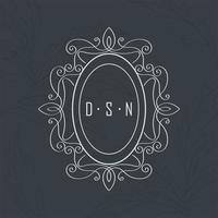 oval monogram with letters vector