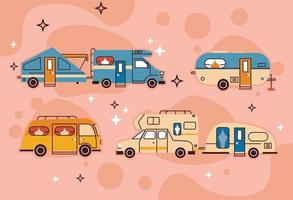 four campers caravans vehicles vector