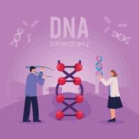 dna laboratory with scientists workers vector