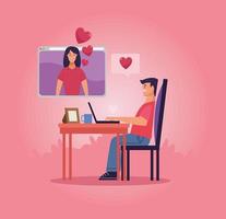 distance love relationship and laptop vector