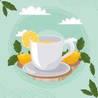 lemon tea cup vector