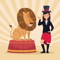 circus tamer and lion vector