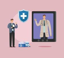 doctor in tablet vector