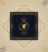 royal club lettering with lion vector