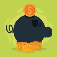 piggy savings with coins vector