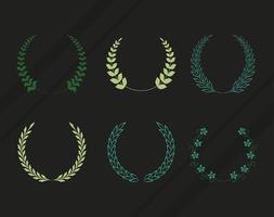 six laurel wreaths icons vector