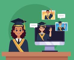 graduates online with desktop vector