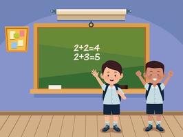 students boys in classroom vector