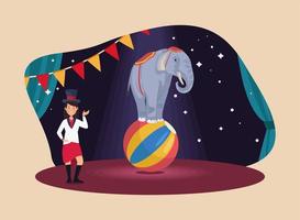 circus tamer and elephant vector