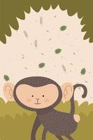 cute monkey woodland animal vector