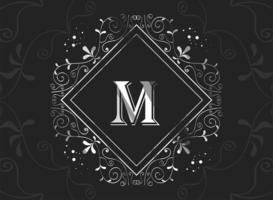 silver monogram with letter m vector