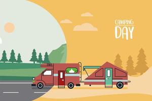 red camper with lettering vector