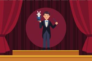 circus magician with rabbit vector