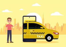 taxi in smartphone vector